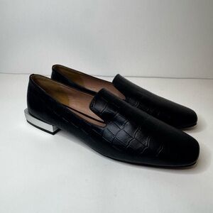 Paolo Missy Black Leather Slip On Loafers Sz 8.5
